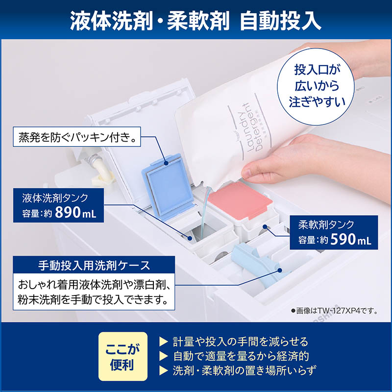 12kg ドラム式洗濯乾燥機 ZABOON TW-127XM4L-W