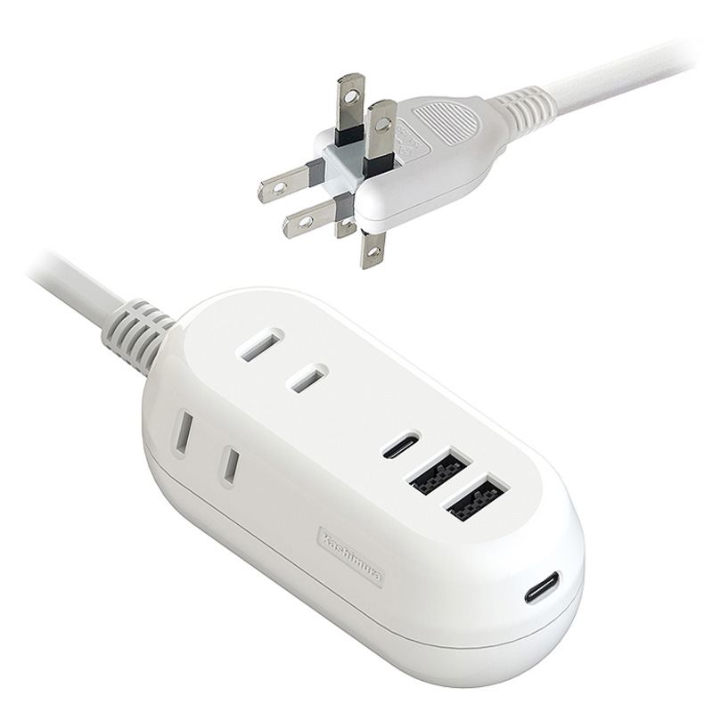 AC3口+USB 4ポート電源タップ 1.2m ホワイト
