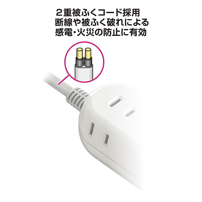 AC3口+USB 4ポート電源タップ 1.2m ホワイト