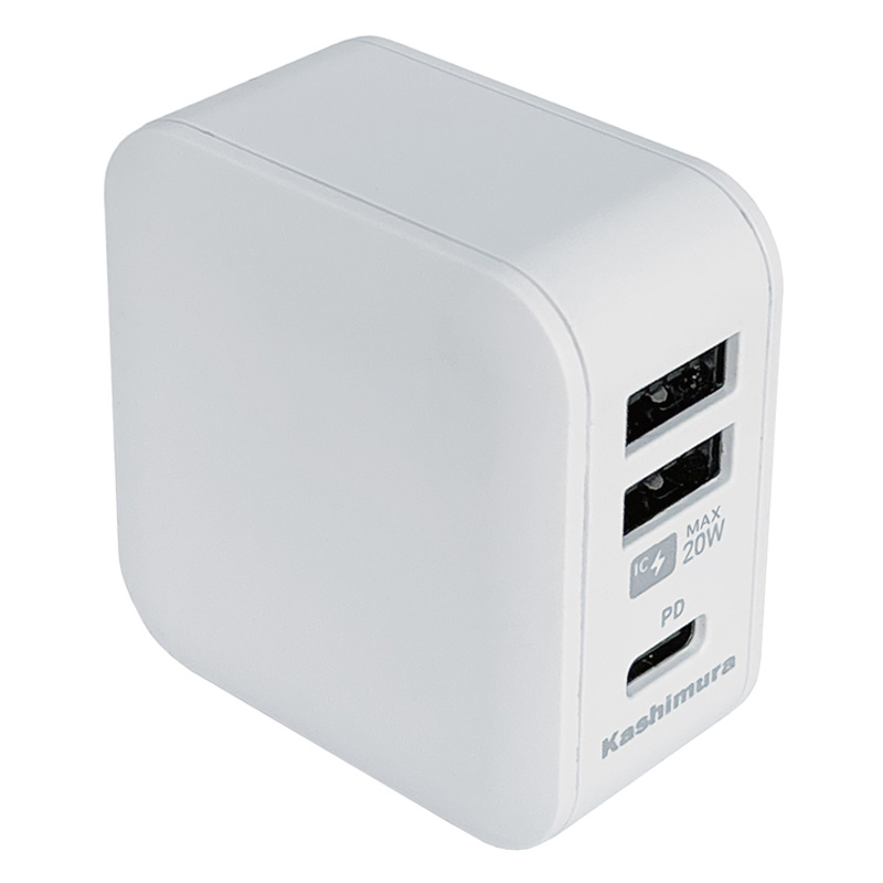 USB-A 2ポート+USB-C 1ポート 電源タップ ホワイト