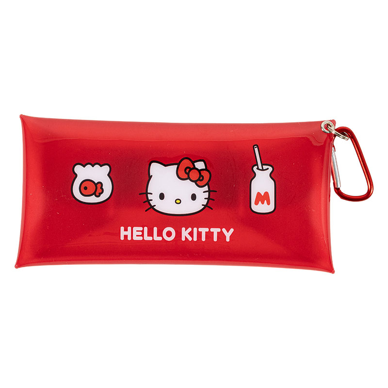 カラビナ付き クリアロングポーチ ハローキティ レッド SAC-CCL-KTR