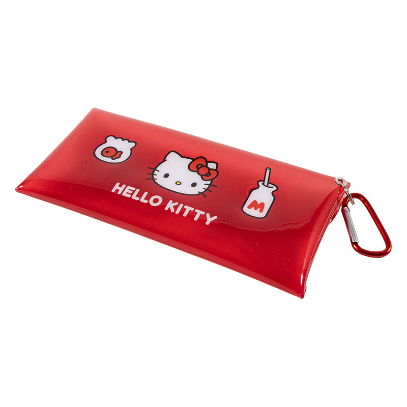 カラビナ付き クリアロングポーチ ハローキティ レッド SAC-CCL-KTR