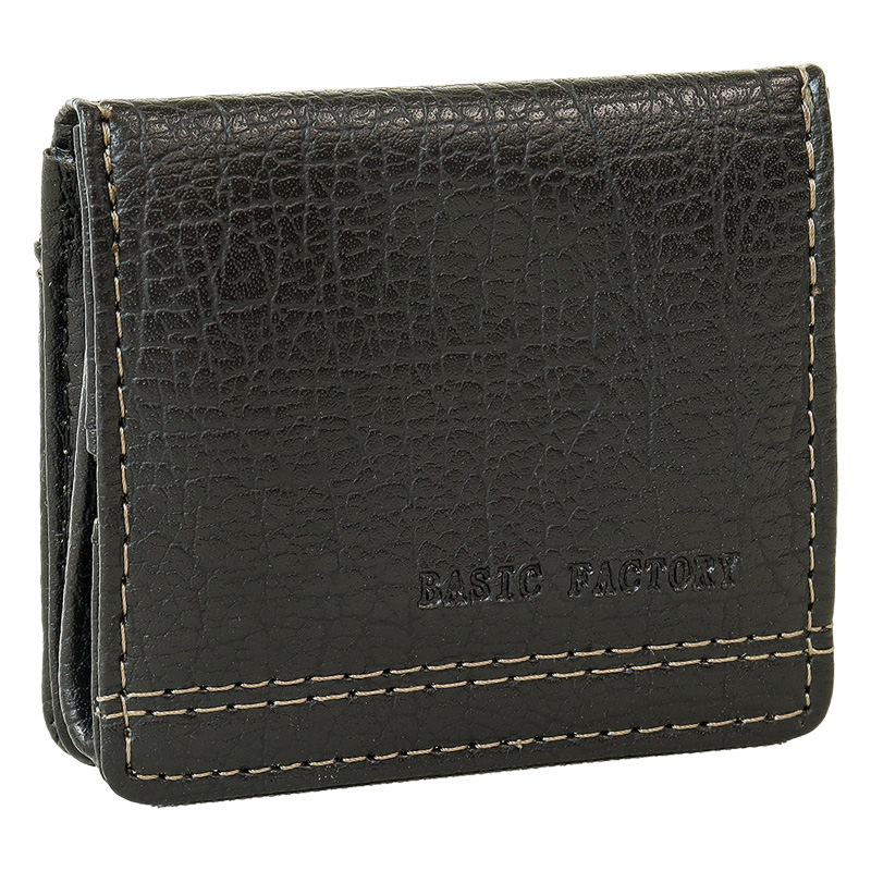 BASIC FACTORY 合皮大シワ BOX型小銭入れ ブラック
