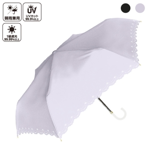 レディース 晴雨兼用 折り畳み傘 UV フラワーヒートカット 55cm ラベンダー