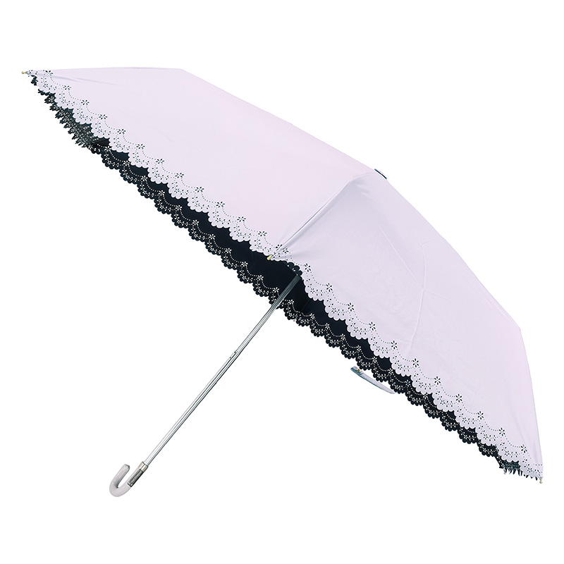 レディース 晴雨兼用 折り畳み傘 UV フラワーヒートカット 55cm ラベンダー