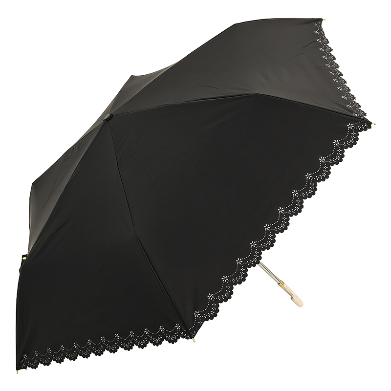 レディース 晴雨兼用 折り畳み傘 UV フラワーヒートカット 55cm ラベンダー