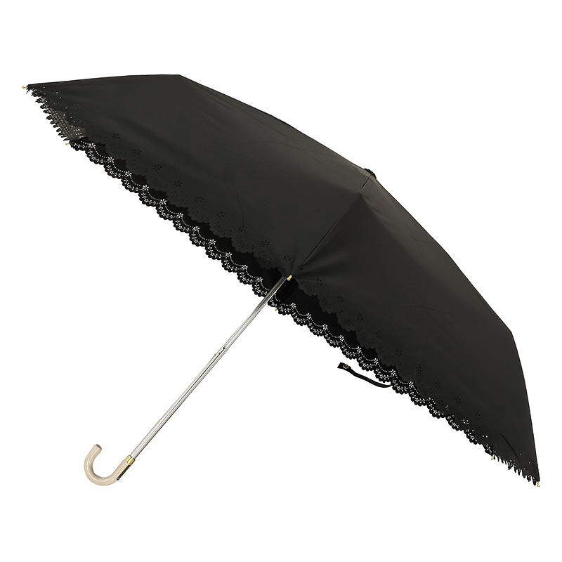 レディース 晴雨兼用 折り畳み傘 UV フラワーヒートカット 55cm ラベンダー