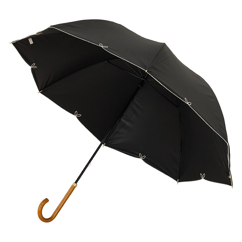レディース 晴雨兼用 長傘 フルール 55cm ブラック