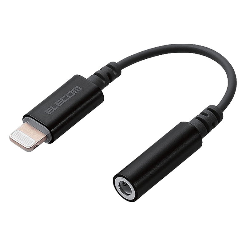 Lightning-Φ3.5mmステレオミニジャック変換ケーブル 0.1m ブラック