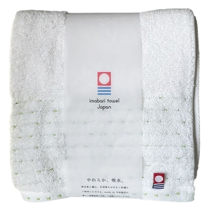 今治スリムバスタオル 刺し子ボーダー グリーン 34cm×120cm