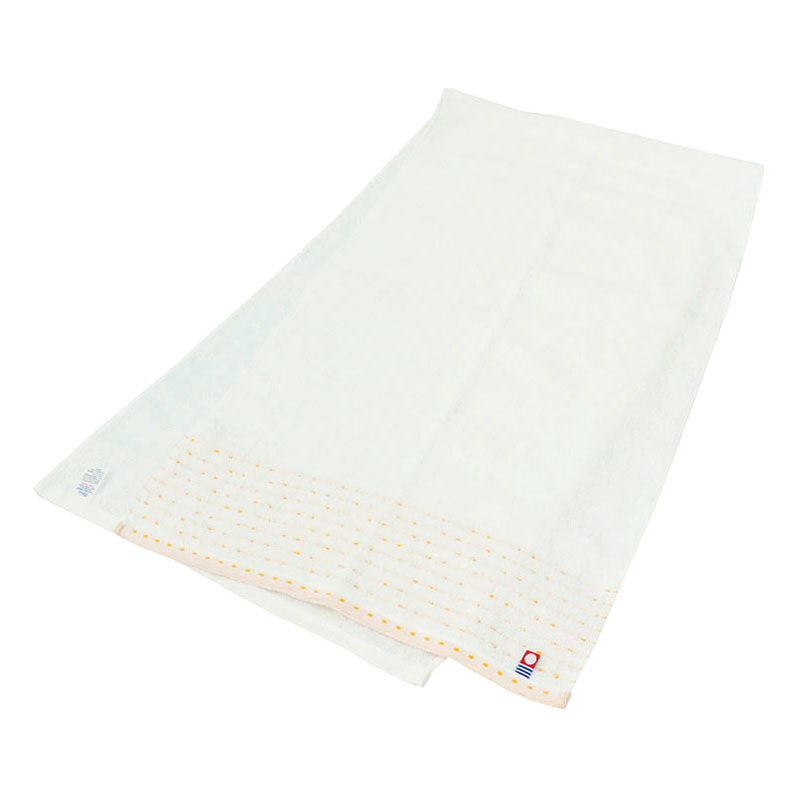 今治スリムバスタオル 刺し子ボーダー オレンジ 34cm×120cm