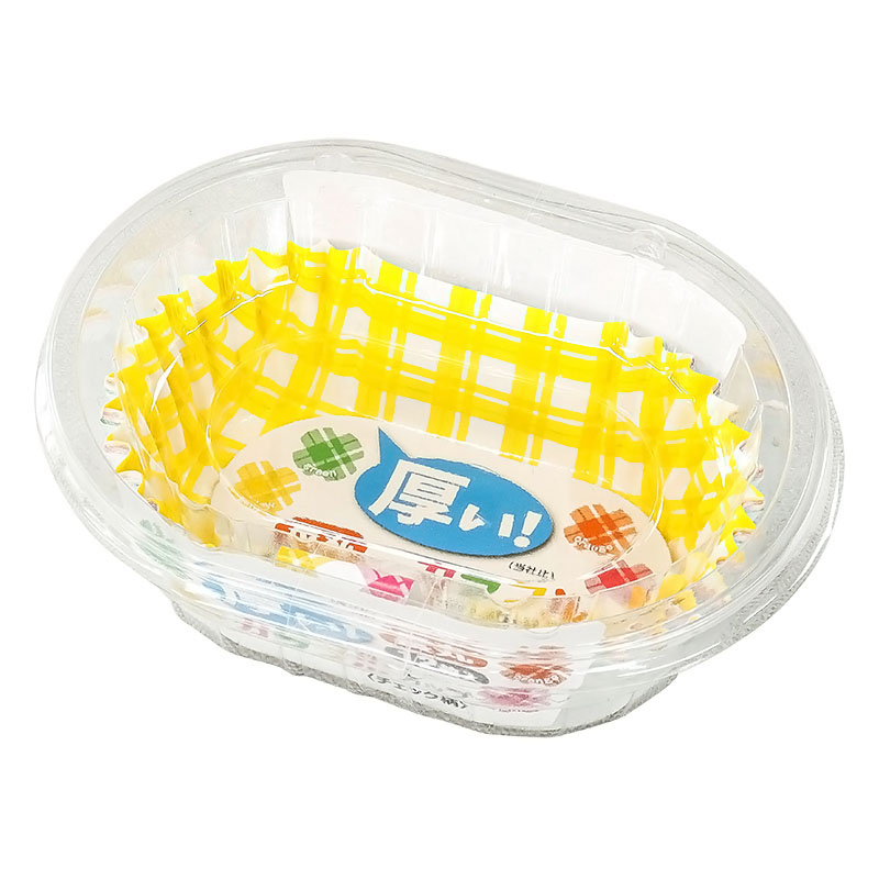 お弁当カップ 厚いカラフルカップチェック柄 長丸 12枚入