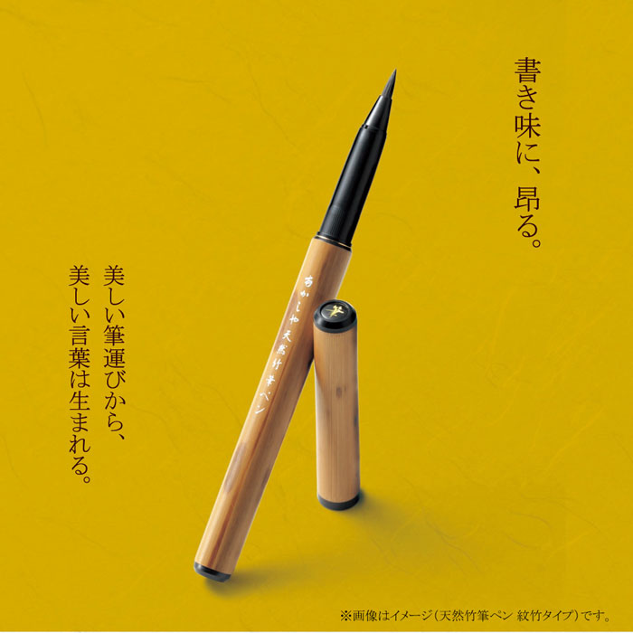 天然竹筆ペン 漆調 赤軸｜透明ケース入り