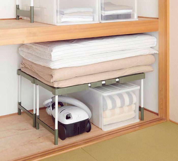 クローゼット押入 収納ラック2台 伸縮タイプ76.5~92.0cm