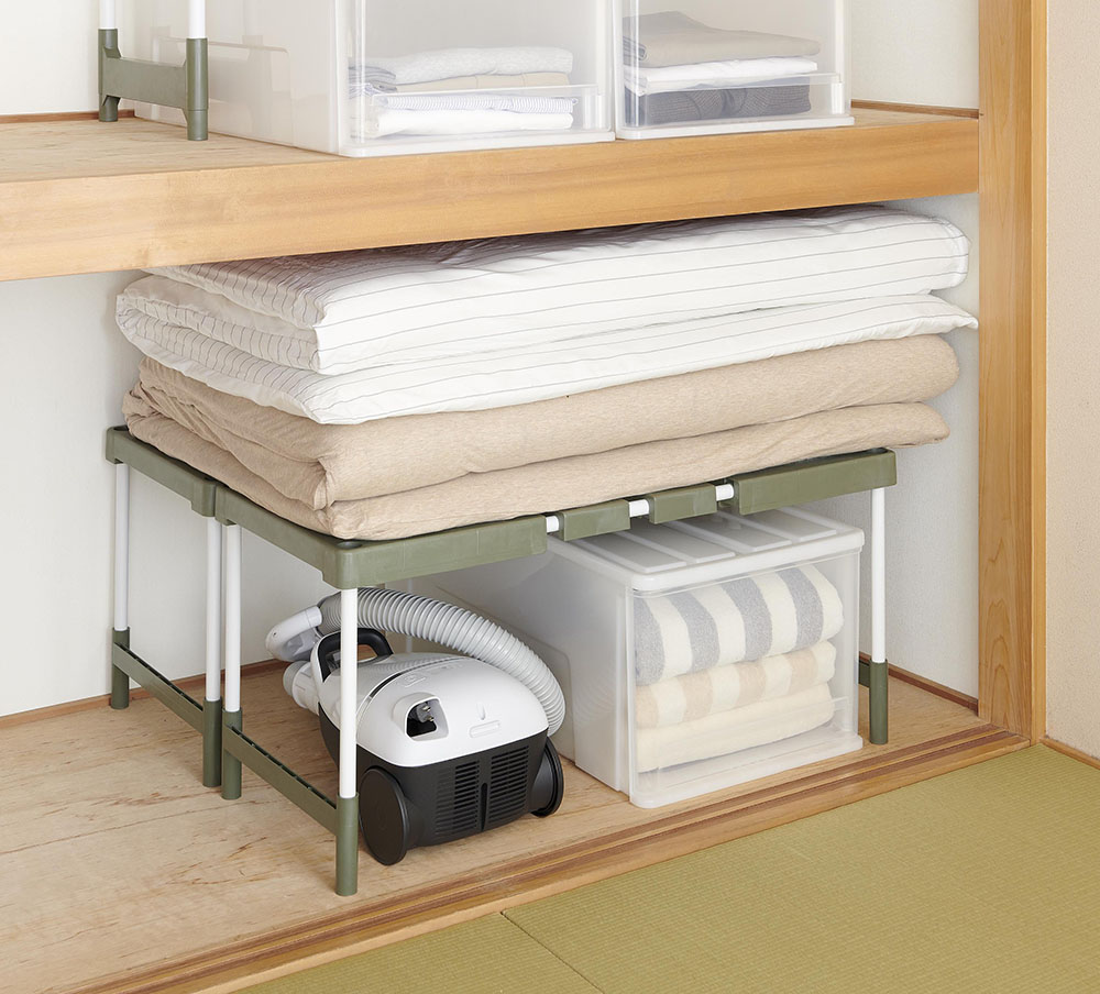 クローゼット押入 収納ラック2台 伸縮タイプ76.5~92.0cm