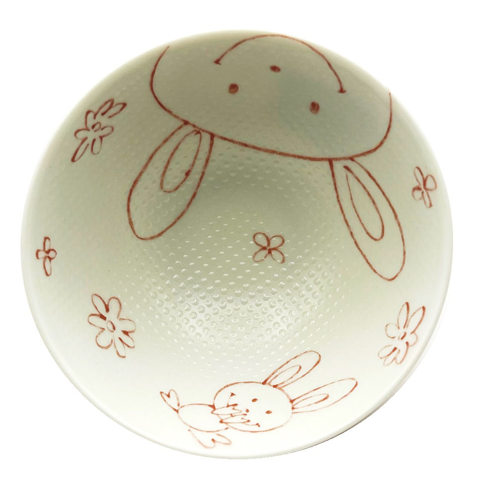 茶碗 うさぎ つぶつぶ加工