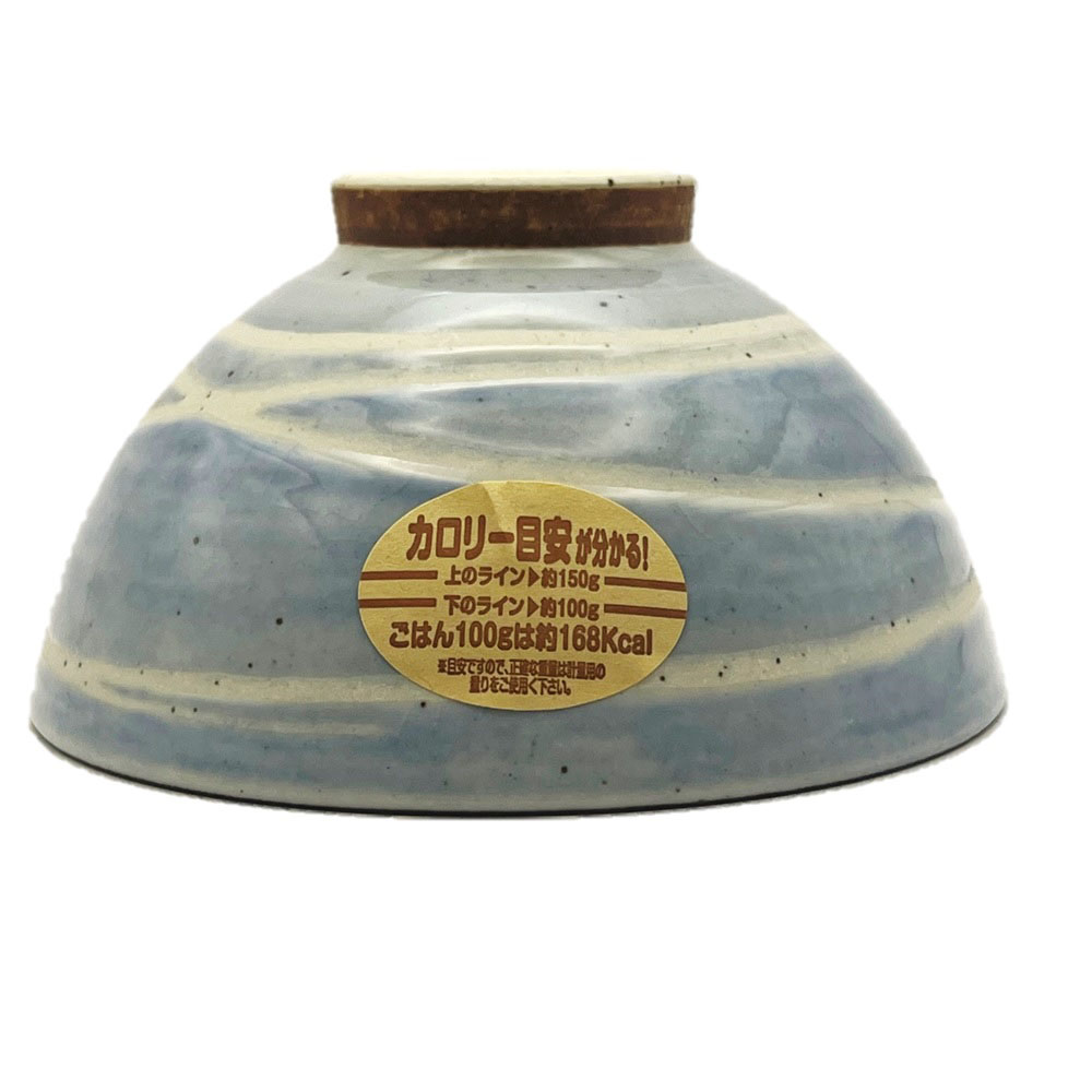 茶碗 クロスライン 青