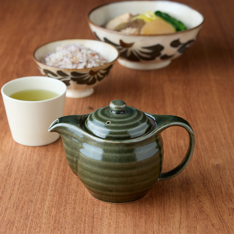 一体型 ポット 六兵衛 緑釉 350ml