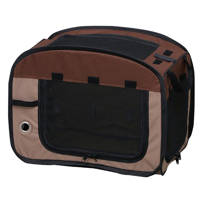 ペット用品 折りたたみソフトケージ Sサイズ 53.5×32.5×42.5cm ブラウン
