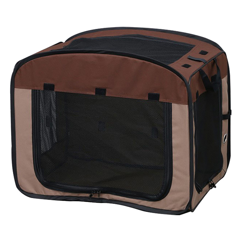 ペット用品 折りたたみソフトケージ Mサイズ 67×45.5×56cm ブラウン