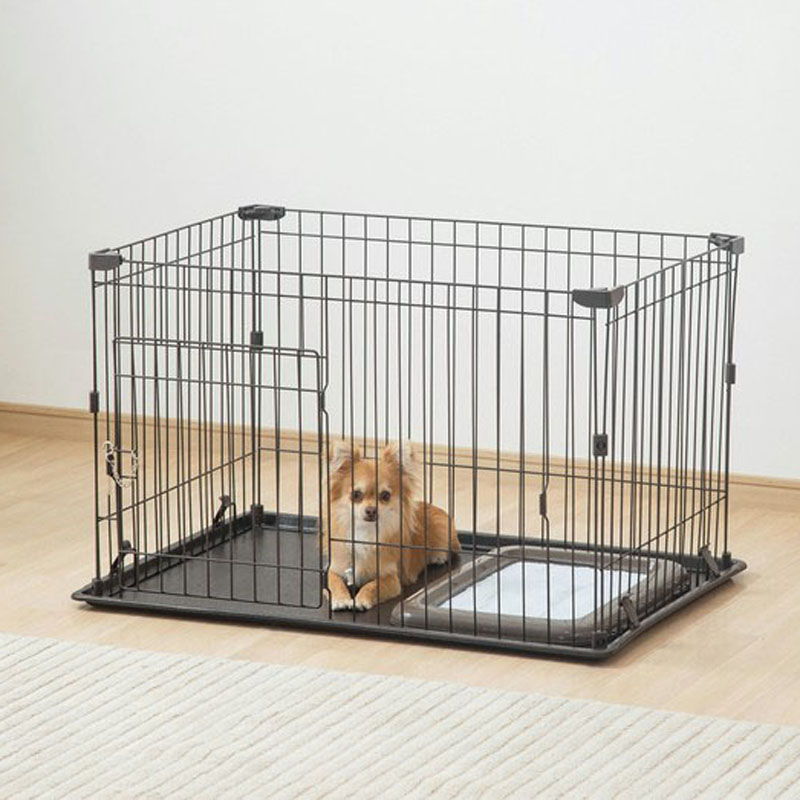 ペット用ケージ システムサークル トレー付き 90×60×55.2cm P-STN-550 マットブラウン