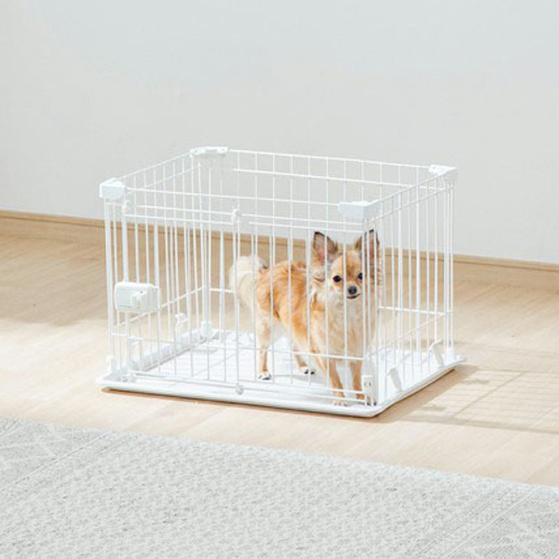 ペット用ケージ システムサークル トレー付き60×45×41cm マットホワイト