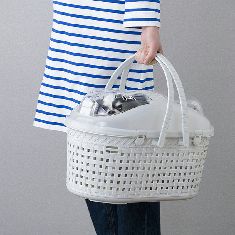 ペット用品 メッシュペットキャリー 45×29×28.5cm アイボリー