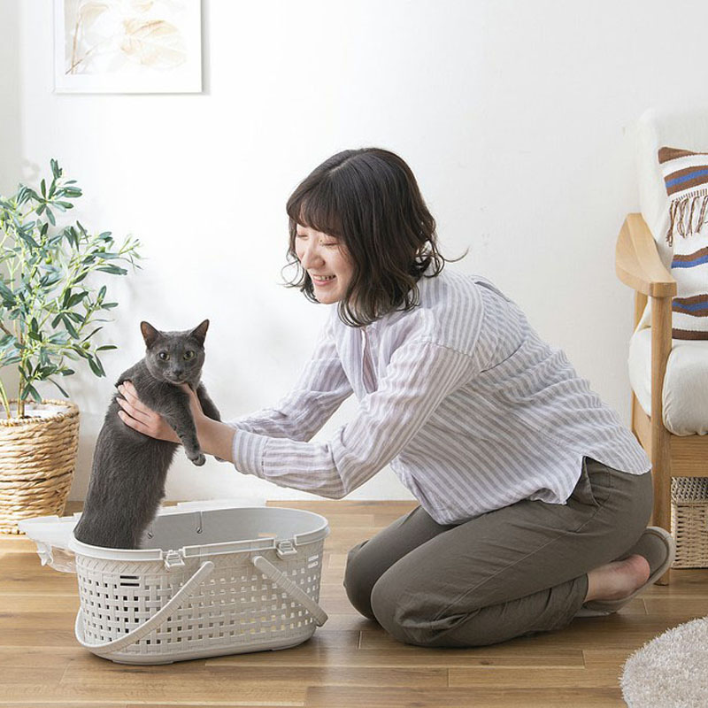 ペット用品 メッシュペットキャリー 45×29×28.5cm アイボリー