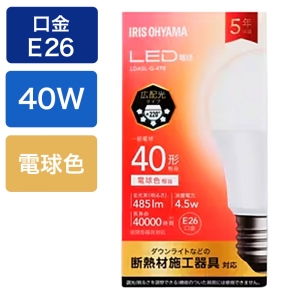 LED電球 E26口金 広配光タイプ 40W形相当 電球色 LDA5L-G-4T8