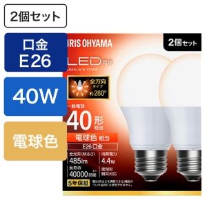 LED電球 E26 40形相当 電球色 2個セット LDA4L-G｜W-4T102P
