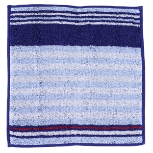 紳士 今治タオルハンカチ 25×25cm ストライプ柄 ネイビー