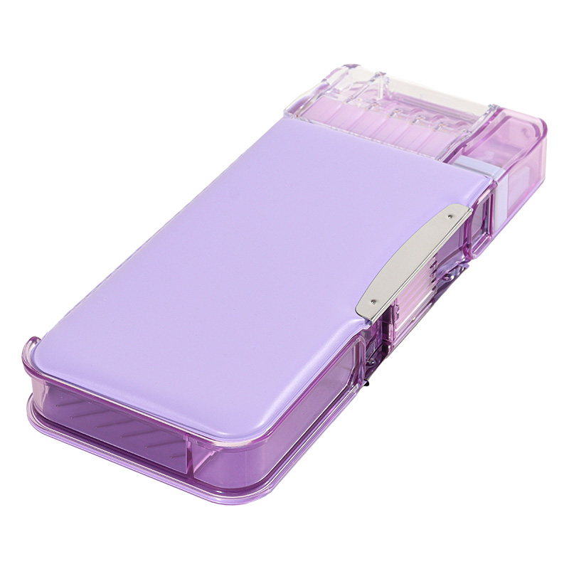 えんぴつチェック両面筆入 Wシート補強 うかサポ バイオレット