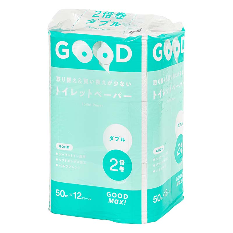 取り替え＆買い換えが少ない トイレットペーパー 2倍巻 ダブル 50m×12ロール入