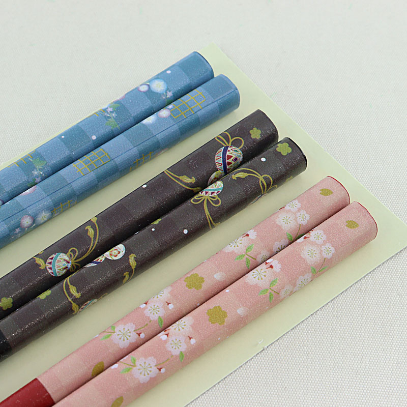 箸3膳組 花暦  若狭塗 23cm