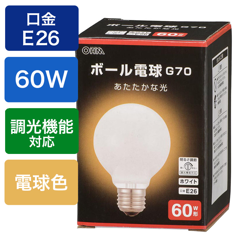 ボール球60W形ホワイトG70
