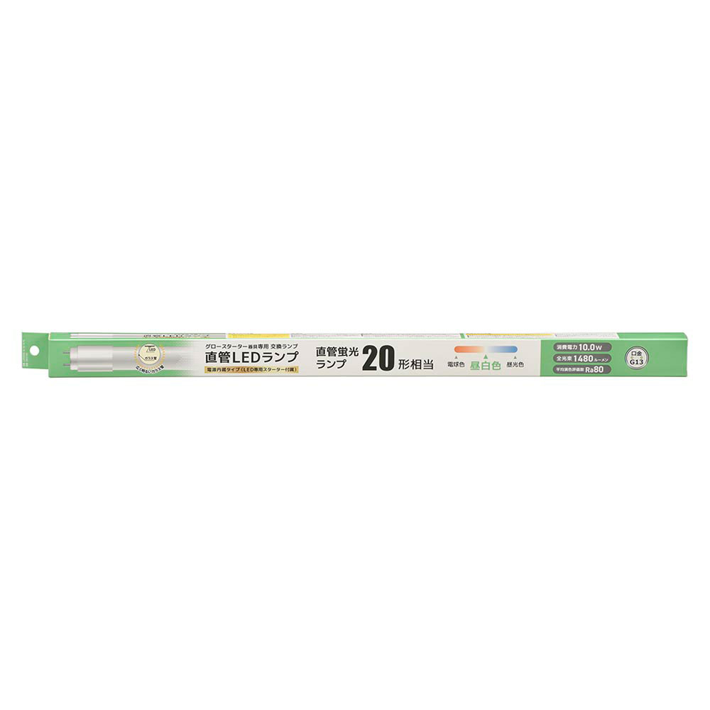 直管LEDランプ 20形相当 昼白色 グロースターター器具専用 片側給電仕様 LDF20SS・N|10|14 7C