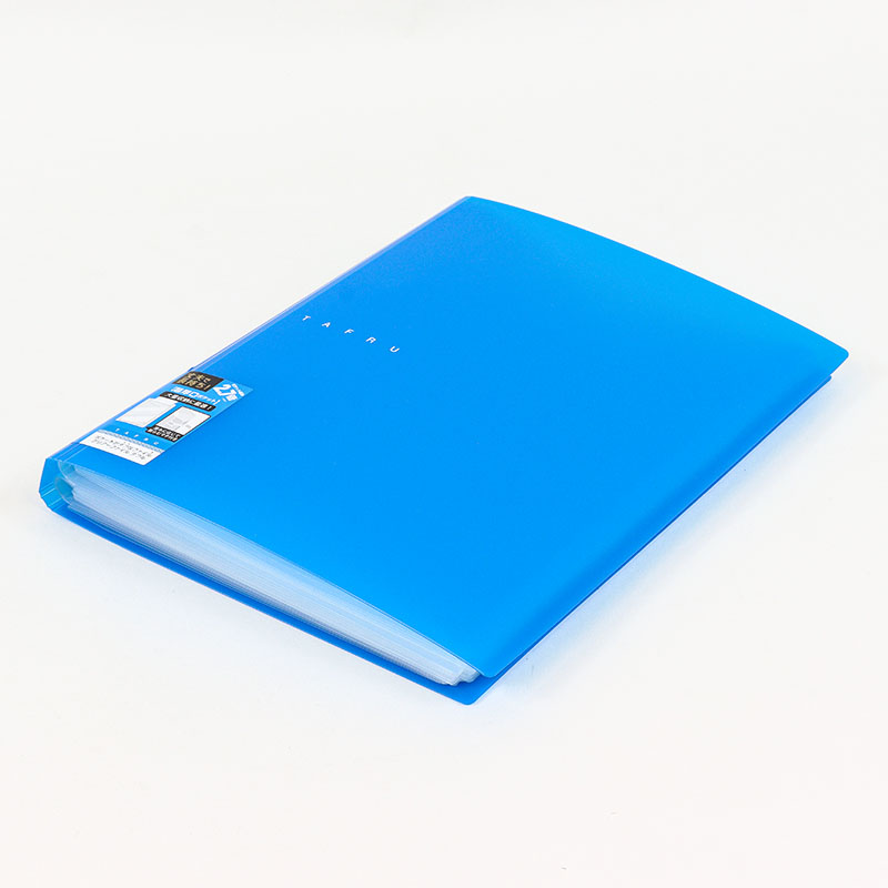 クリアファイルタフル A4 20ポケット 青