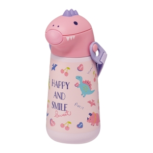 ダイカット ストローステンレスボトル 保冷専用 370ml ハッピー＆スマイル