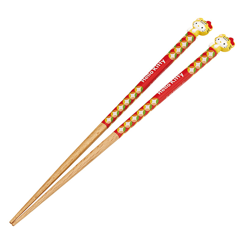マスコット付 塗箸 すべり止め 21cm 十二支(とら)×ハローキティ