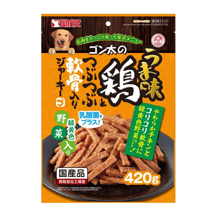 ゴン太のうま味鶏とつぶつぶ軟骨入りジャーキー 緑黄色野菜入り 420g