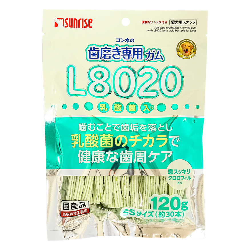ゴン太の歯みがき専用ガム SSサイズ L8020乳酸菌入り クロロフィル入り 120g