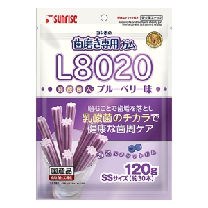 ゴン太の歯みがき専用ガム SSサイズ L8020乳酸菌入り ブルーベリー味 120g