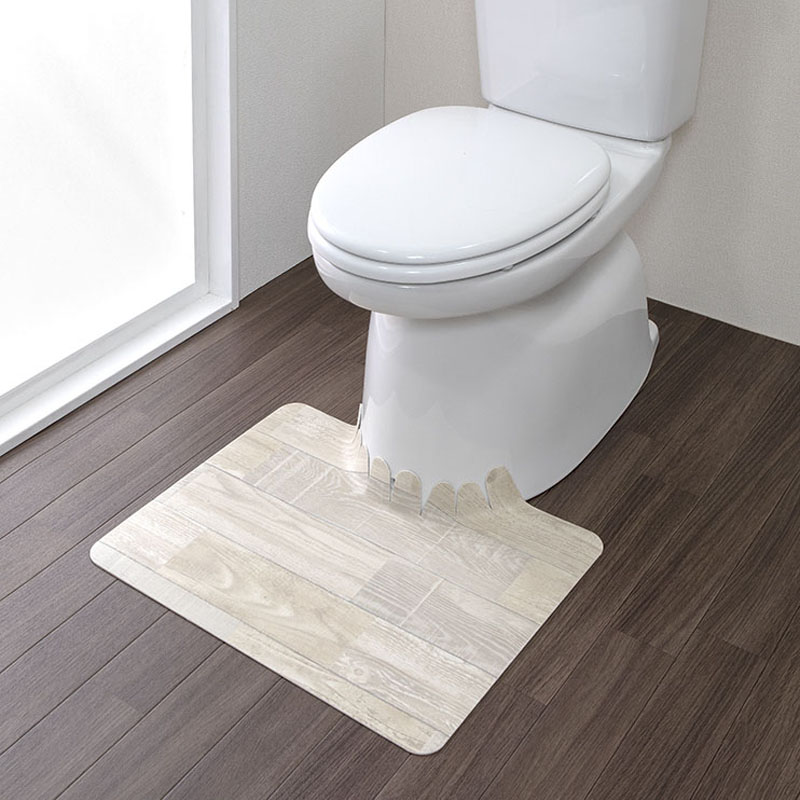 吸着拭けるフロアトイレマット ウッドショート ホワイト