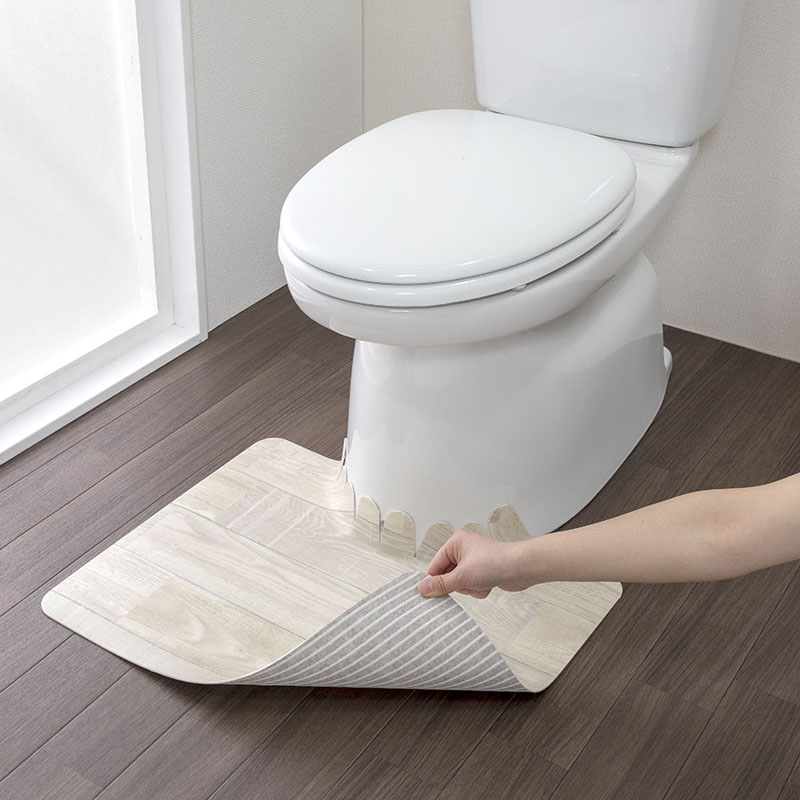 吸着拭けるフロアトイレマット ウッドショート ホワイト