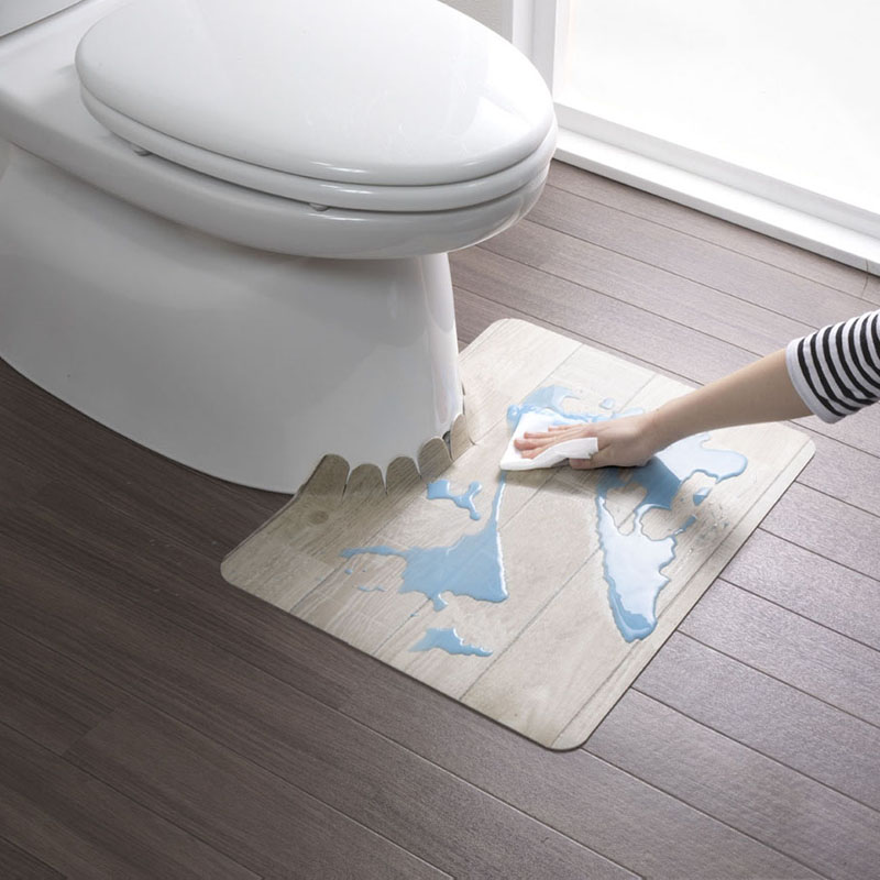 吸着拭けるフロアトイレマット ウッドショート ホワイト