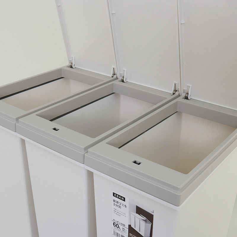 資源ゴミ横型3分別ワゴン 20L×3 ホワイト