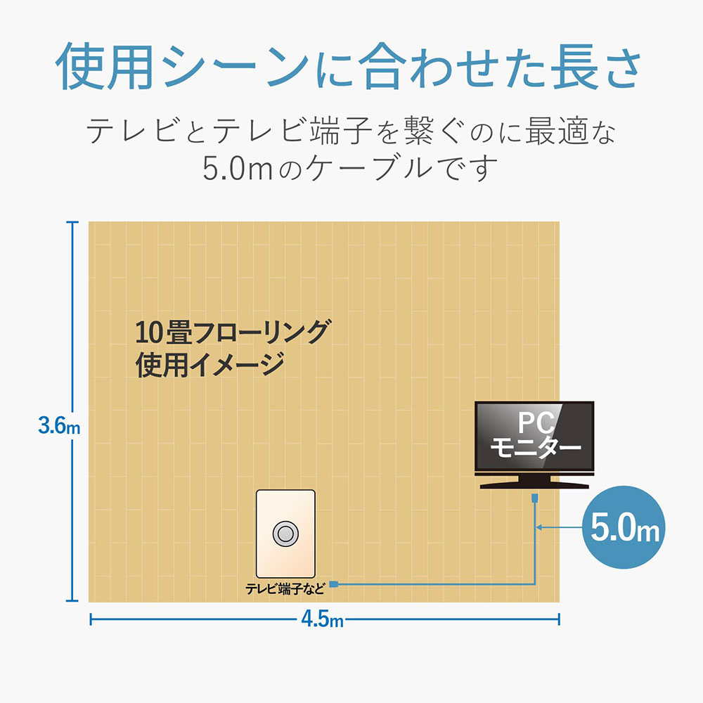 テレビ接続用同軸ケーブル 2JW5SLS(B) ホワイト