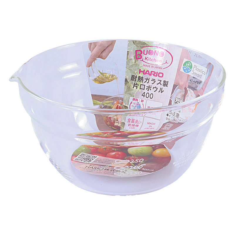 耐熱ガラス製 片口ボウル 400ml