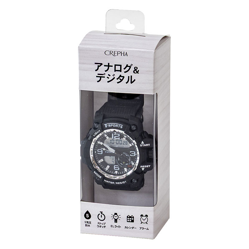 ティースポーツ アナログ&デジタル腕時計 TS-AD095-BK