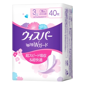 ウィスパー 1枚2役Wガード おりもの&水分ケア 18cm 3cc 40枚
